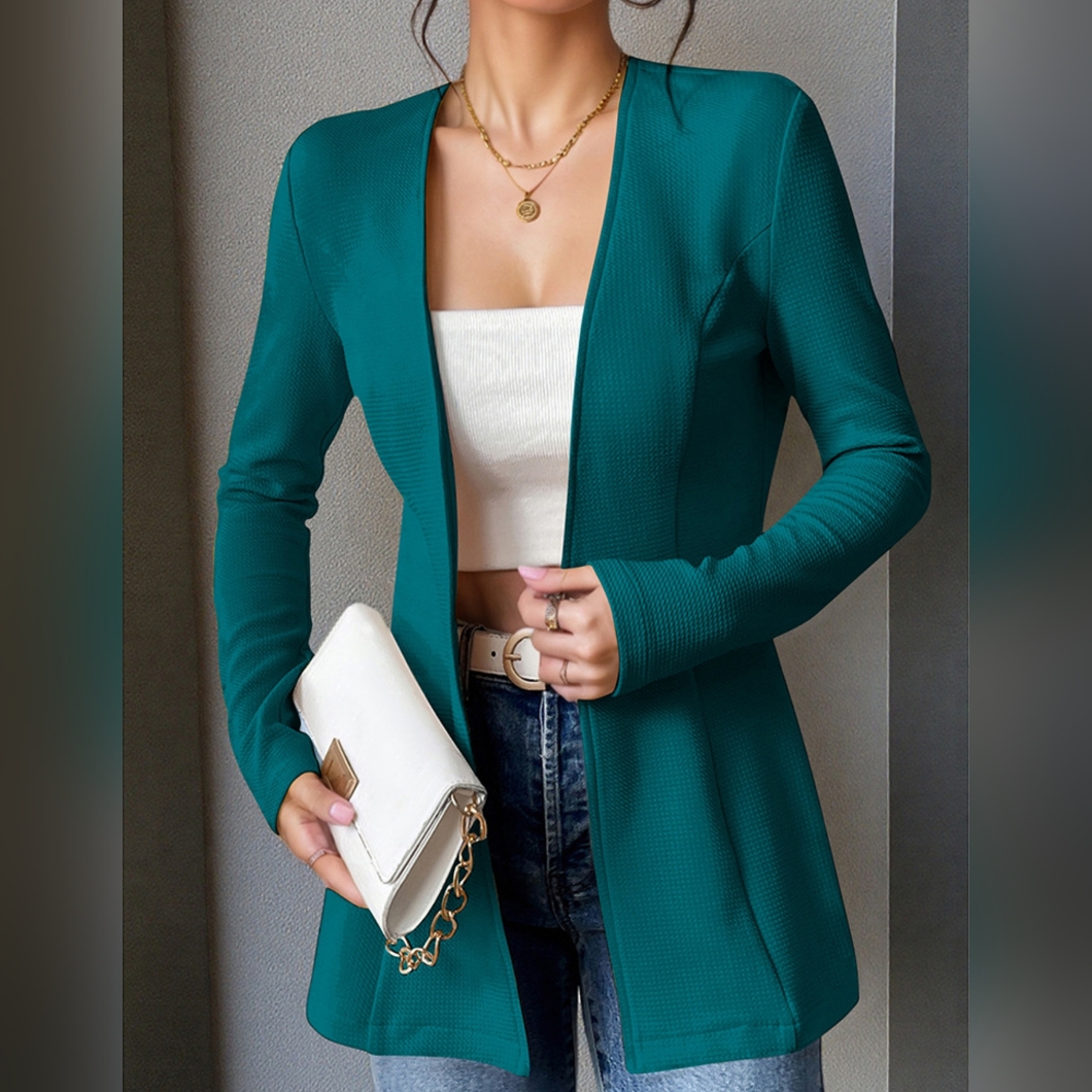 Teal Women's One Button Blazer